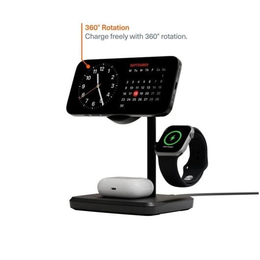 Ladegerät CYGNETT CY5100BUNCP Qi2 3-in-1 Wireless 15W Schwarz USB-C