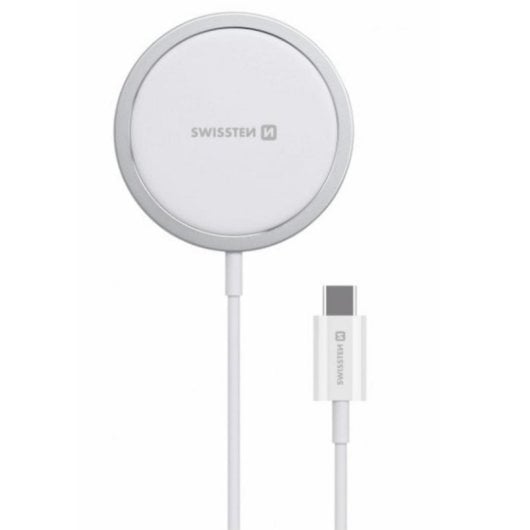 Chargeur sans fil Swissten MagStick 15W USB-C iPhone MagSafe blanc