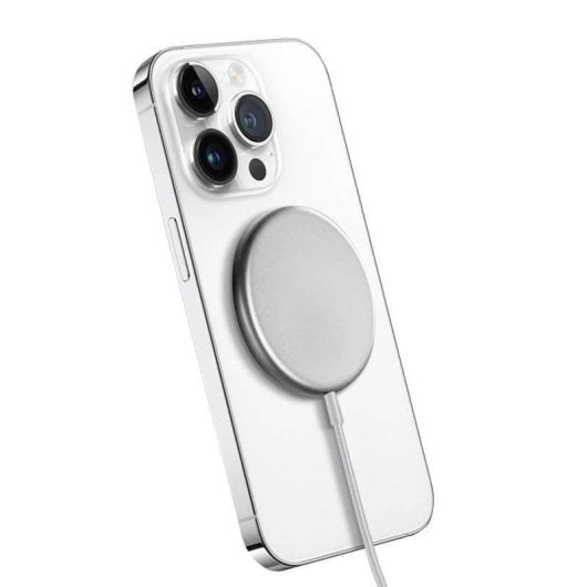 Caricatore wireless CRONG MagSpot MagSafe 15W Alluminio Argento per iPhone