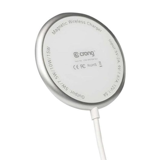 Caricatore wireless CRONG MagSpot MagSafe 15W Alluminio Argento per iPhone