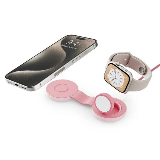 Chargeur sans fil Twelve South ButterFly SE Rose Qi2 2-en-1 Apple Watch iPhone