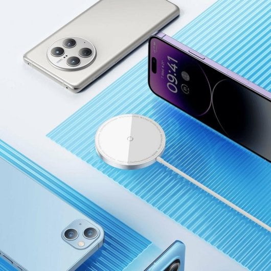 Caricatore wireless Baseus Simple Mini3 15W MagSafe Qi ultrasottile bianco