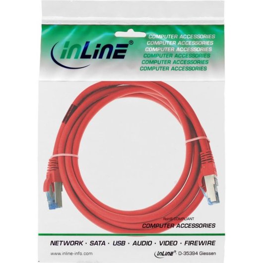 Câble réseau INLINE 76814R Cat6a S/FTP 1,5 m connecteurs RJ-45 rouge