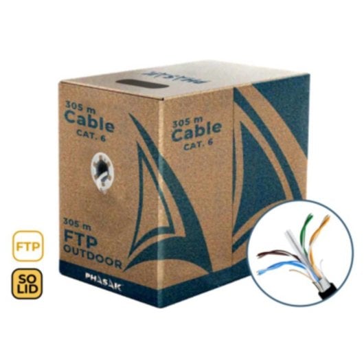 Cable de red PHASAK PHR 670 Cat 6 FTP exterior 305 m negro CCA
