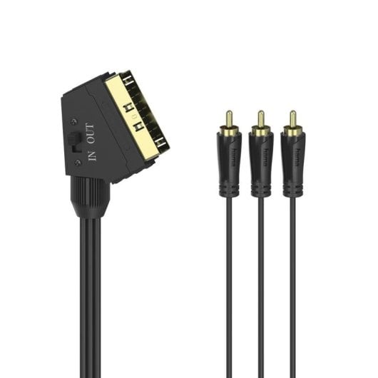 Eurokonnektor-Kabel Hama 00205156 1,5 m SCART auf 3xRCA vergoldet Schwarz