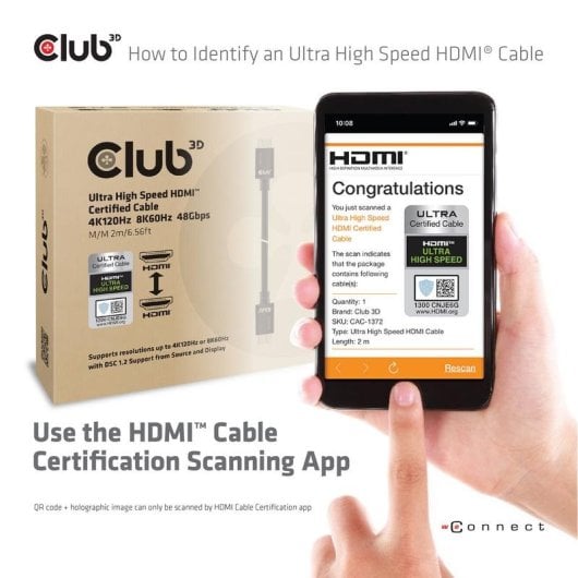 Câble HDMI Club 3D CAC-1373 Ultra Haute Vitesse 3 m 48 Gbit/s HDR 2.1