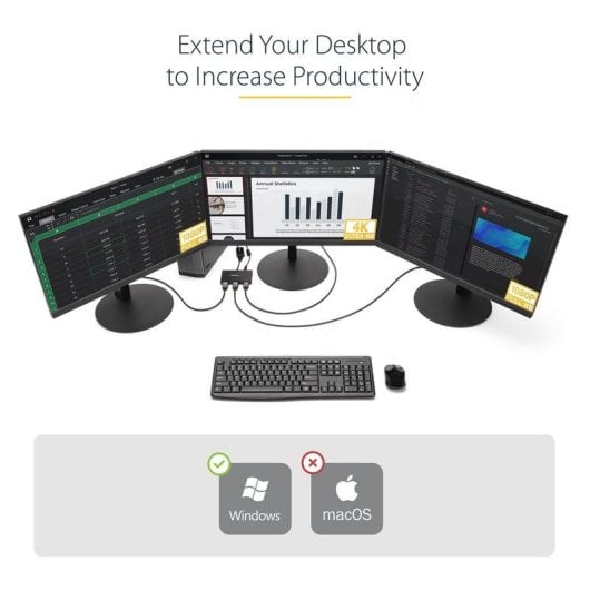 Video-Splitter STARTECH MSTDP123HD DisplayPort zu 3x HDMI 4K Schwarz