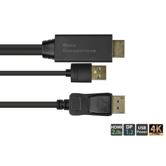 Adapterkabel Roline HDMI-DP020 2 m HDMI Typ A DisplayPort Gold Schwarz