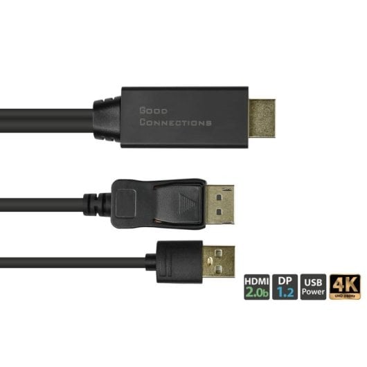 Adaptateur vidéo Alcasa HDMI-DP010 1 m HDMI 2.0b DisplayPort 1.2 Noir