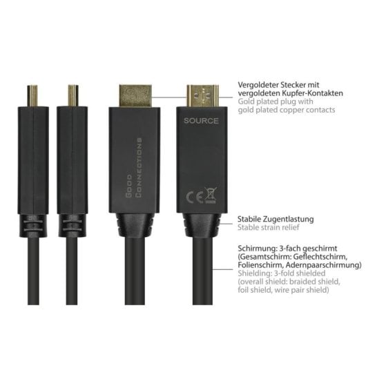 Adaptateur vidéo Alcasa HDMI-DP010 1 m HDMI 2.0b DisplayPort 1.2 Noir