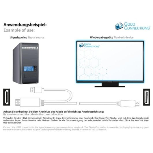 Adaptateur vidéo Alcasa HDMI-DP010 1 m HDMI 2.0b DisplayPort 1.2 Noir