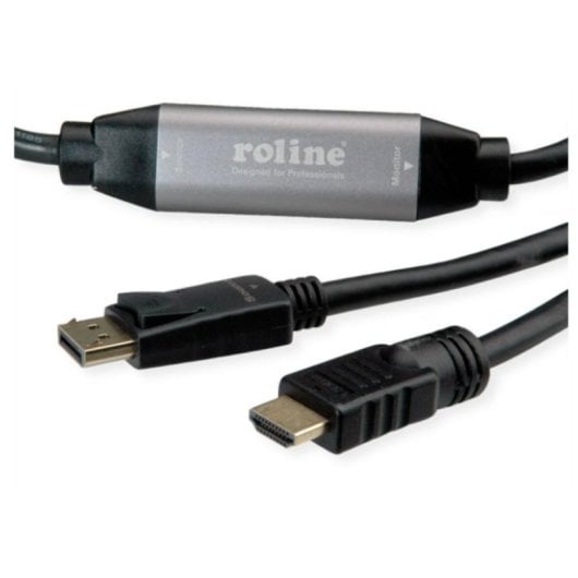 Adapterkabel ROLINE 11.04.5777 HDMI DisplayPort 10 m PVC Schwarz