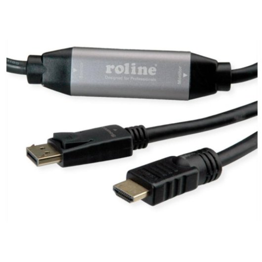 Adaptador de vídeo ROLINE 11.04.5776 HDMI DisplayPort 7,5 m Preto
