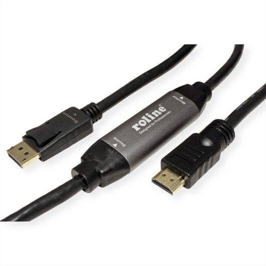 Adaptador de vídeo ROLINE 11.04.5776 HDMI DisplayPort 7,5 m Preto