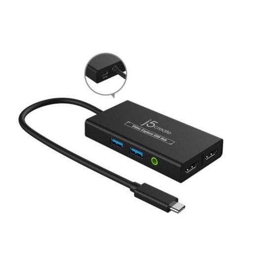 Capturateur vidéo J5CREATE JVA01-N USB-C double HDMI 4K 2xUSB 1080p 30Hz
