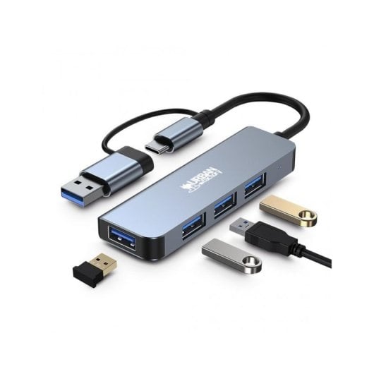 Hub Urban Factory 4 ports 5 Gbit/s MHC35UF aluminium USB-A/USB-C compact