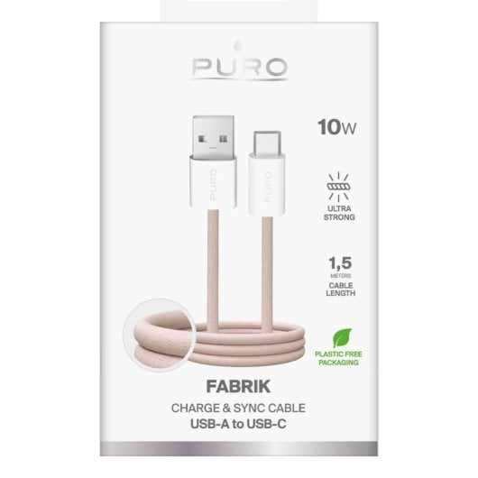 Cabo USB PURO PUCAC10WFABK415MTBEG 1,5 m USB-A USB-C TPE Bege