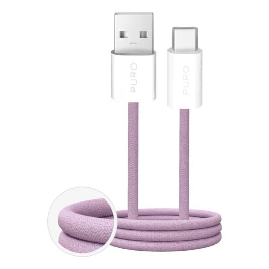 Câble USB PURO PUCAC10WFABK415MTPNK 1,5 m USB-A vers USB-C Rose