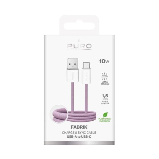 Câble USB PURO PUCAC10WFABK415MTPNK 1,5 m USB-A vers USB-C Rose