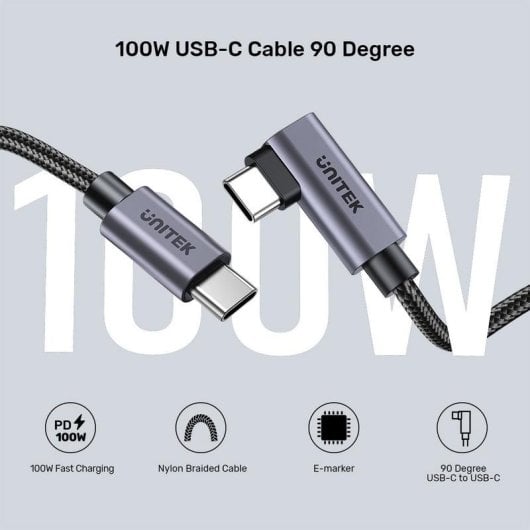 Cabo USB-C UNITEK C14123BK-5M 5m USB 2.0 480 Gbit/s Preto/Cinzento