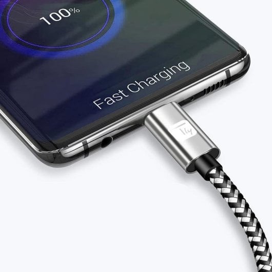 USB-Kabel TECHLY ICOC MU2AC-020-AL 2 m USB-A USB-C Schnellladung Geflochten