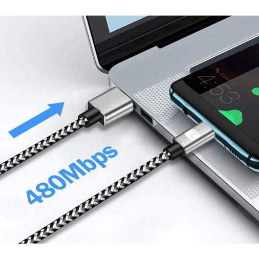 USB-Kabel TECHLY ICOC MU2AC-020-AL 2 m USB-A USB-C Schnellladung Geflochten