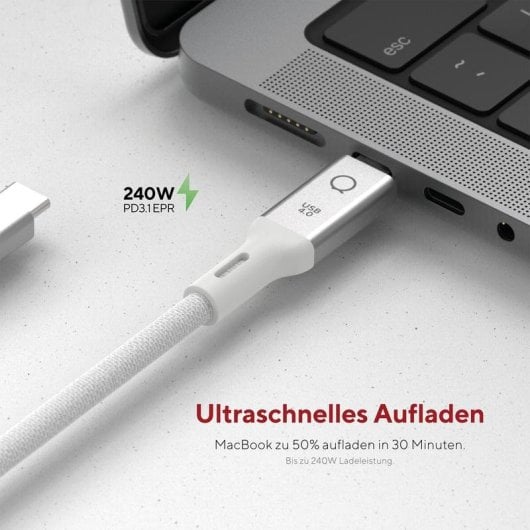 Cavo USB-C LINQ LQCU4030 40 Gbps 240W 0,3 m Grigio Chiaro