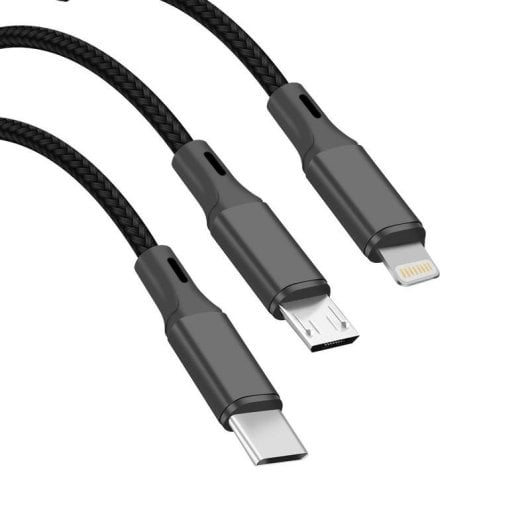 Cable para móvil BIGBEN YKCBLANDYXXLCATB USB-C USB-A Lightning Micro USB 1 m Negro