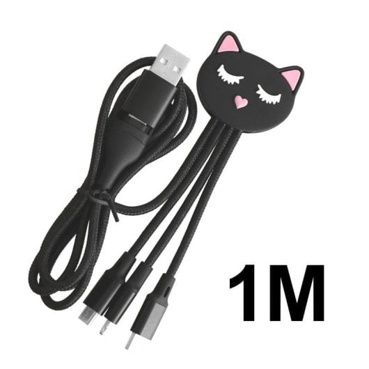 Cable para móvil BIGBEN YKCBLANDYXXLCATB USB-C USB-A Lightning Micro USB 1 m Negro