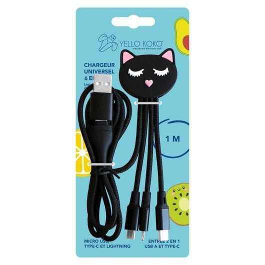 Cable para móvil BIGBEN YKCBLANDYXXLCATB USB-C USB-A Lightning Micro USB 1 m Negro
