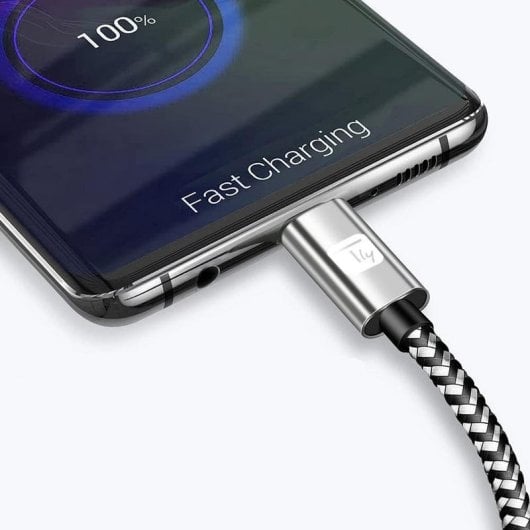 Câble USB Techly ICOC MU2AC-010-AL 1 m USB-A USB-C Coton Tressé