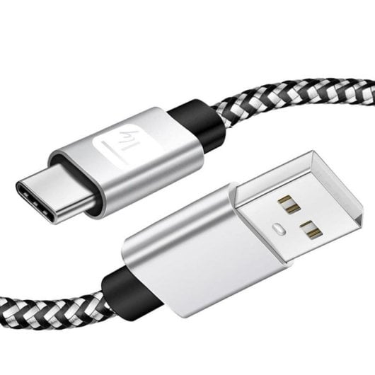 Câble USB Techly ICOC MU2AC-010-AL 1 m USB-A USB-C Coton Tressé
