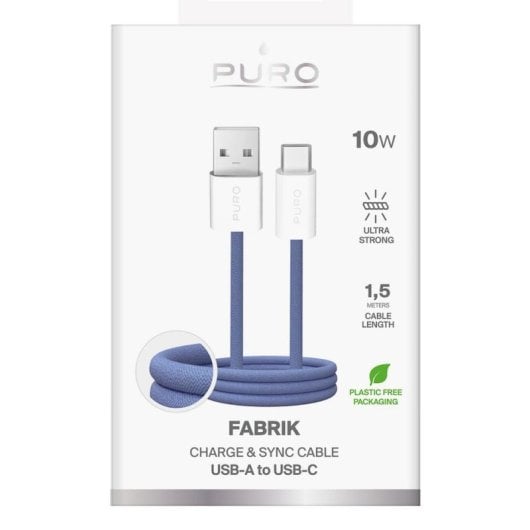 Câble USB PURO PUCAC10WFABK415MTBL 1,5 m USB-A vers USB-C Bleu TPE