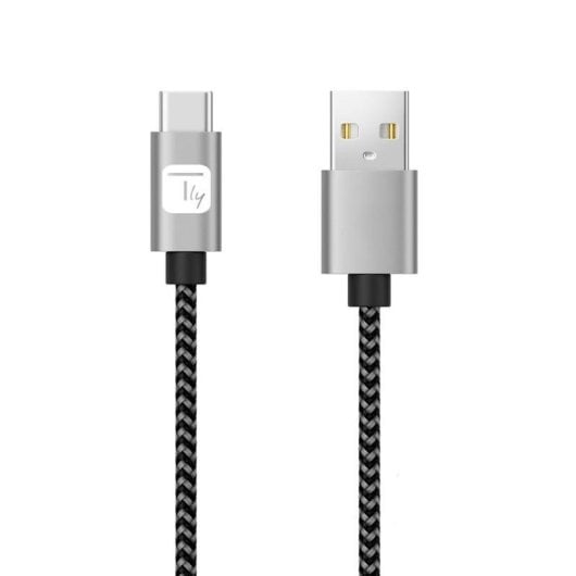 USB-Kabel TECHLY ICOC MU2AC-005-AL 0,5 m USB-A auf USB-C Schnellladung Baumwollummantelung