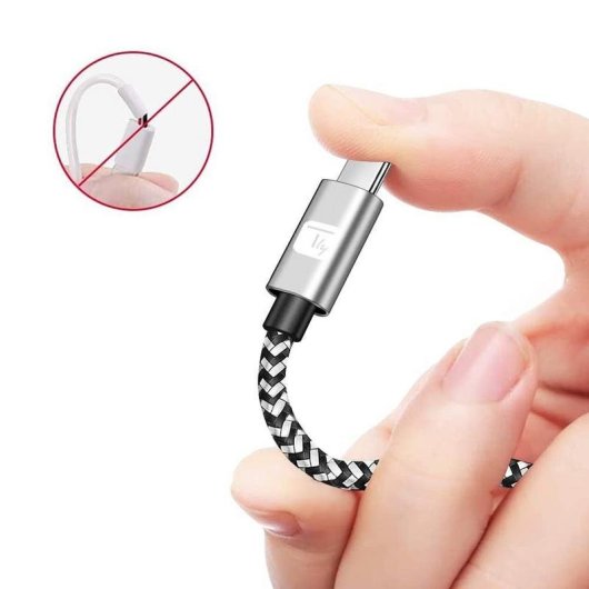 USB-Kabel TECHLY ICOC MU2AC-005-AL 0,5 m USB-A auf USB-C Schnellladung Baumwollummantelung