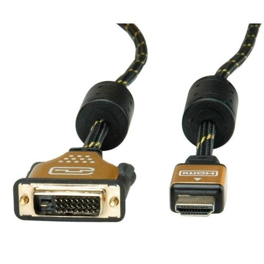 Adapter Videokabel ROLINE 11.04.5895 HDMI DVI 10 m Gold Schwarz