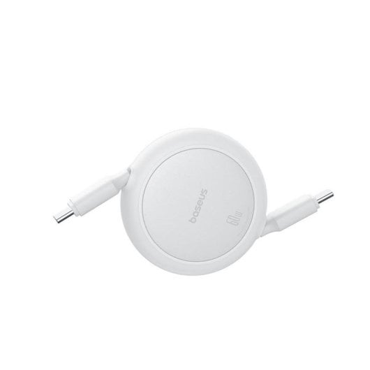 Cavo USB-C Baseus Free2Pull Retrattile 1m 60W Bianco Luna Carica Rapida