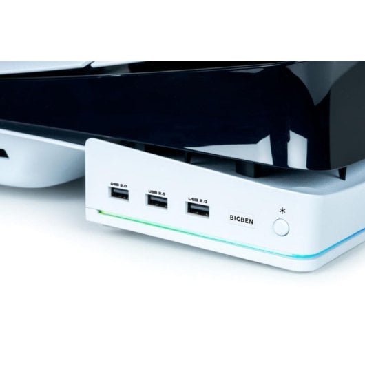 Suporte NACON PS5SHORIZSTAND RGB 3 USB-A Branco PlayStation 5 Slim