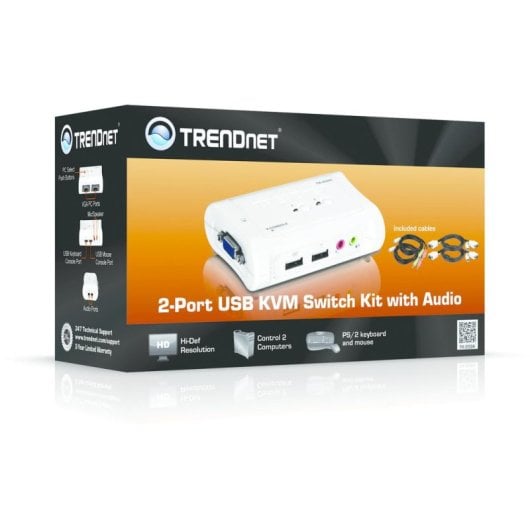 Commutateur KVM TRENDnet TK-209K 2 ports USB VGA Audio câbles inclus