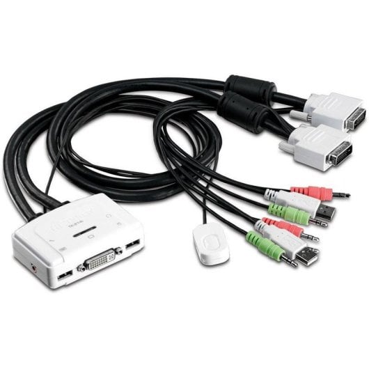 Commutateur KVM TRENDnet TK-214i 2 ports DVI USB Audio avec câble 1,45 m