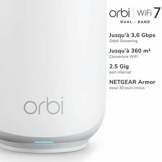 WiFi Mesh Netgear Orbi 2 Nodos 3500 Mbps 240 m² com Wi-Fi 7 e gestão avançada