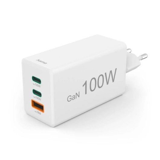 Ladegerät Hama 00125140 100W GaN USB-C USB-A Schnellladung Weiß