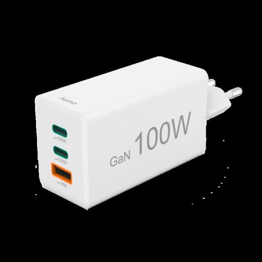 Ladegerät Hama 00125140 100W GaN USB-C USB-A Schnellladung Weiß
