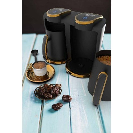 Kaffeemaschine Türkischer Kaffeekocher INCA IKM-02 0,25 l 8 Tassen vollautomatisch ABS/Edelstahl Schwarz/Gold