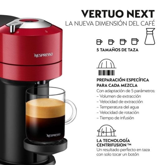 Cafetera de Cápsulas Krups Vertuo Next XN9105 1,1L rojo Wi-Fi Bluetooth Centrifusión