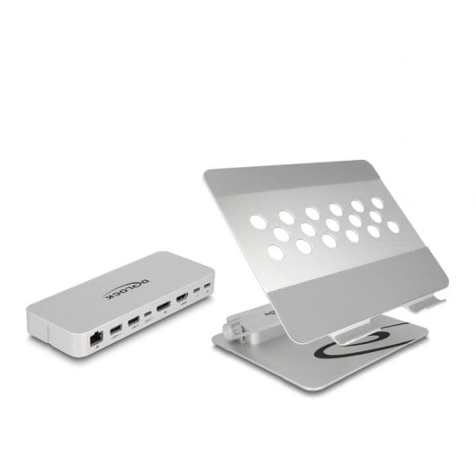 Suporte portátil DeLock 18442 docking 4K HDMI DisplayPort LAN HDR PD alumínio 15.6"