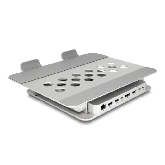 Suporte portátil DeLock 18442 docking 4K HDMI DisplayPort LAN HDR PD alumínio 15.6"