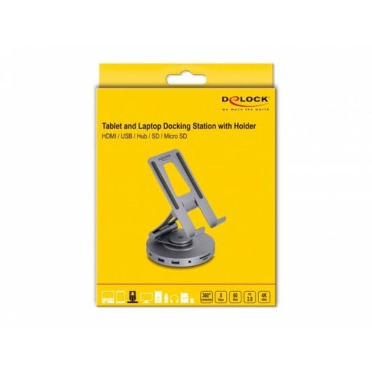 Notebook-Dock DeLock 88017 4K HDMI USB-C USB-A SD Kartenleser 360° drehbar