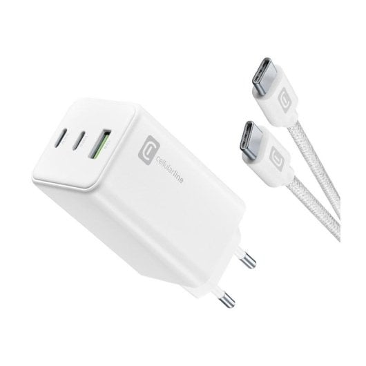 Chargeur Cellularline Multipower 100W Kit GaN 2x USB-C 1x USB-A Blanc