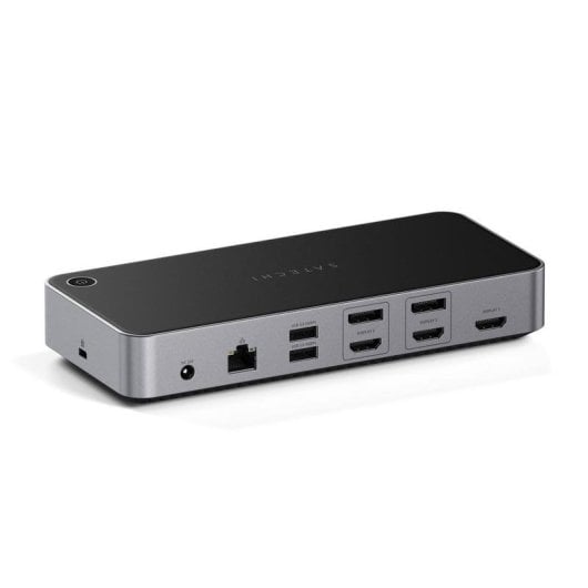 Dock station SATECHI Triple 4K Display Com 3 HDMI 2 DisplayPort 1000 Mbps Preto Prata